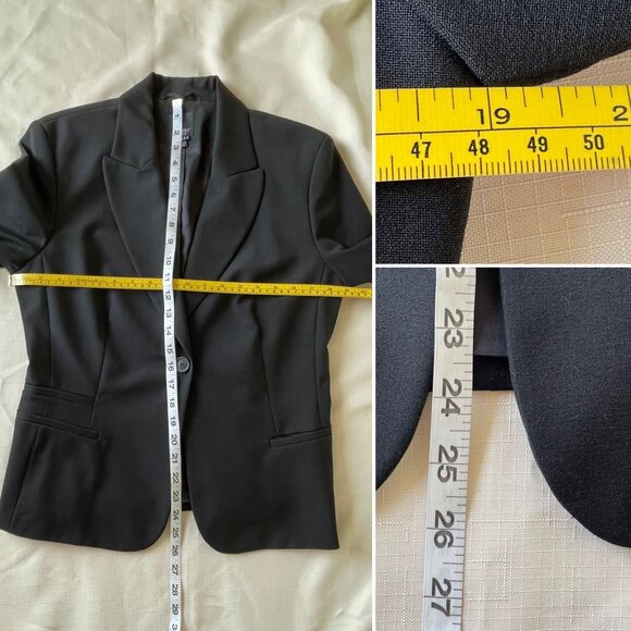 Y2K Esprit Black Blazer Womens Size 8 One Button Closure Jacket - Picture 9 of 13